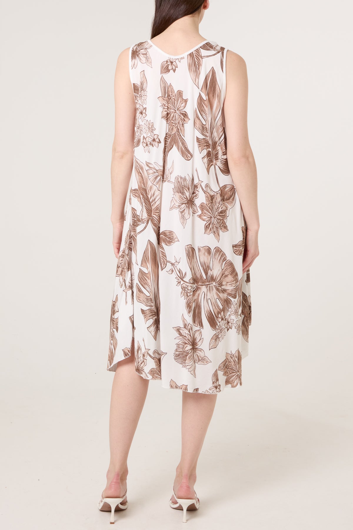 Floral Sleeveless Swing Midi Dress