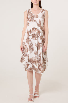Floral Sleeveless Swing Midi Dress
