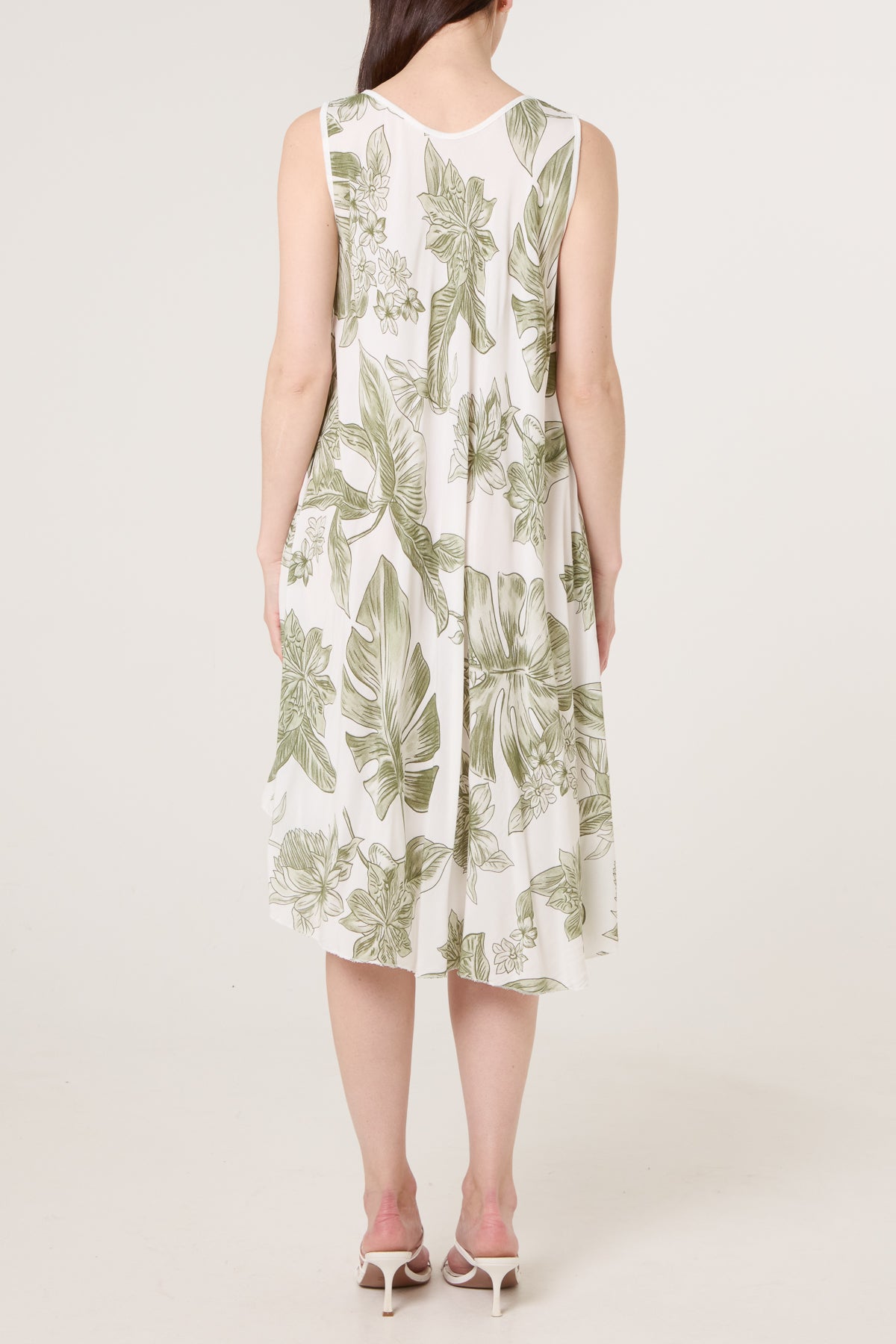 Floral Sleeveless Swing Midi Dress