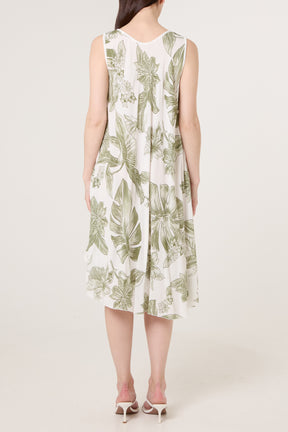 Floral Sleeveless Swing Midi Dress