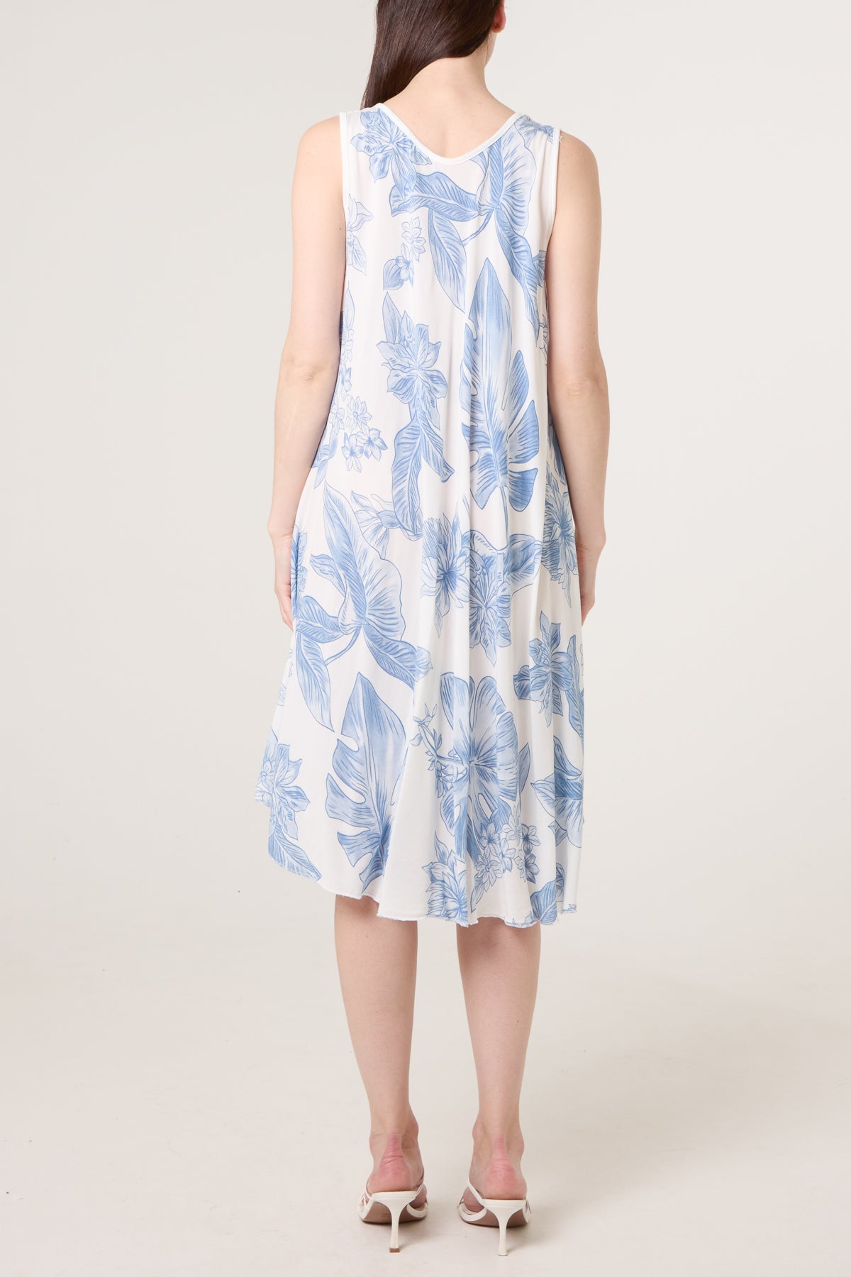 Floral Sleeveless Swing Midi Dress
