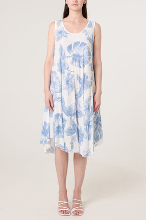 Floral Sleeveless Swing Midi Dress
