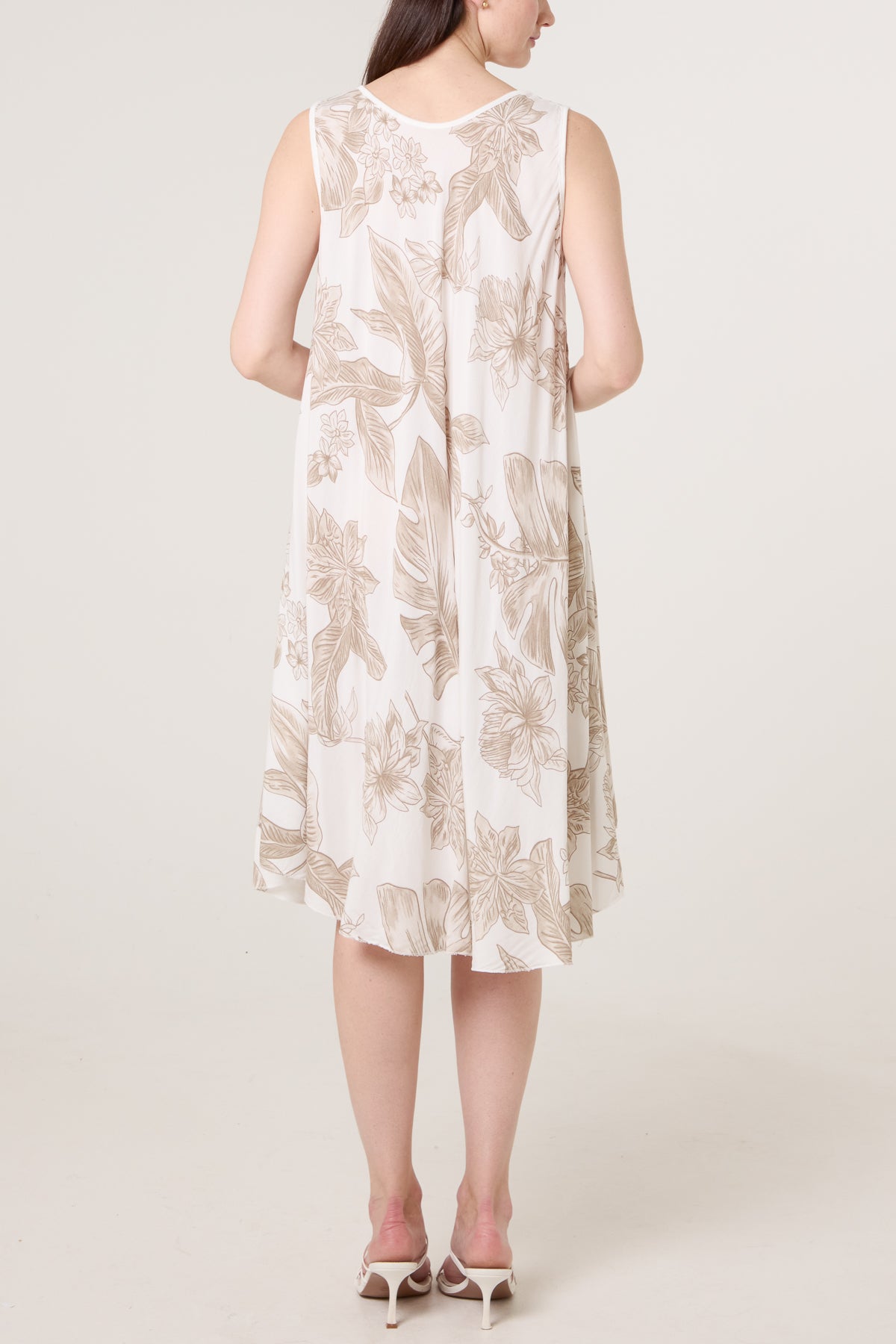 Floral Sleeveless Swing Midi Dress
