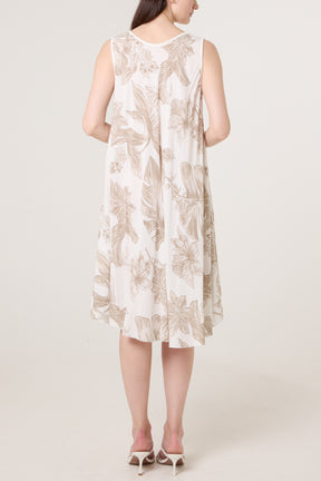 Floral Sleeveless Swing Midi Dress