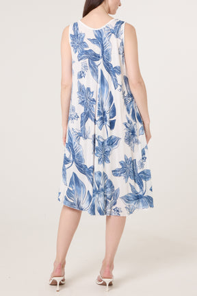 Floral Sleeveless Swing Midi Dress