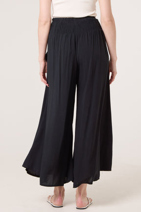 Soft Touch Shirred Waist Wide Leg Trousers
