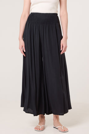Soft Touch Shirred Waist Wide Leg Trousers