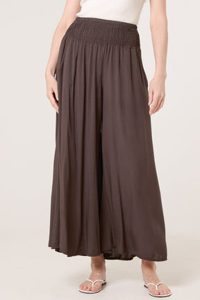 Soft Touch Shirred Waist Wide Leg Trousers