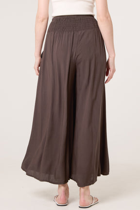 Soft Touch Shirred Waist Wide Leg Trousers