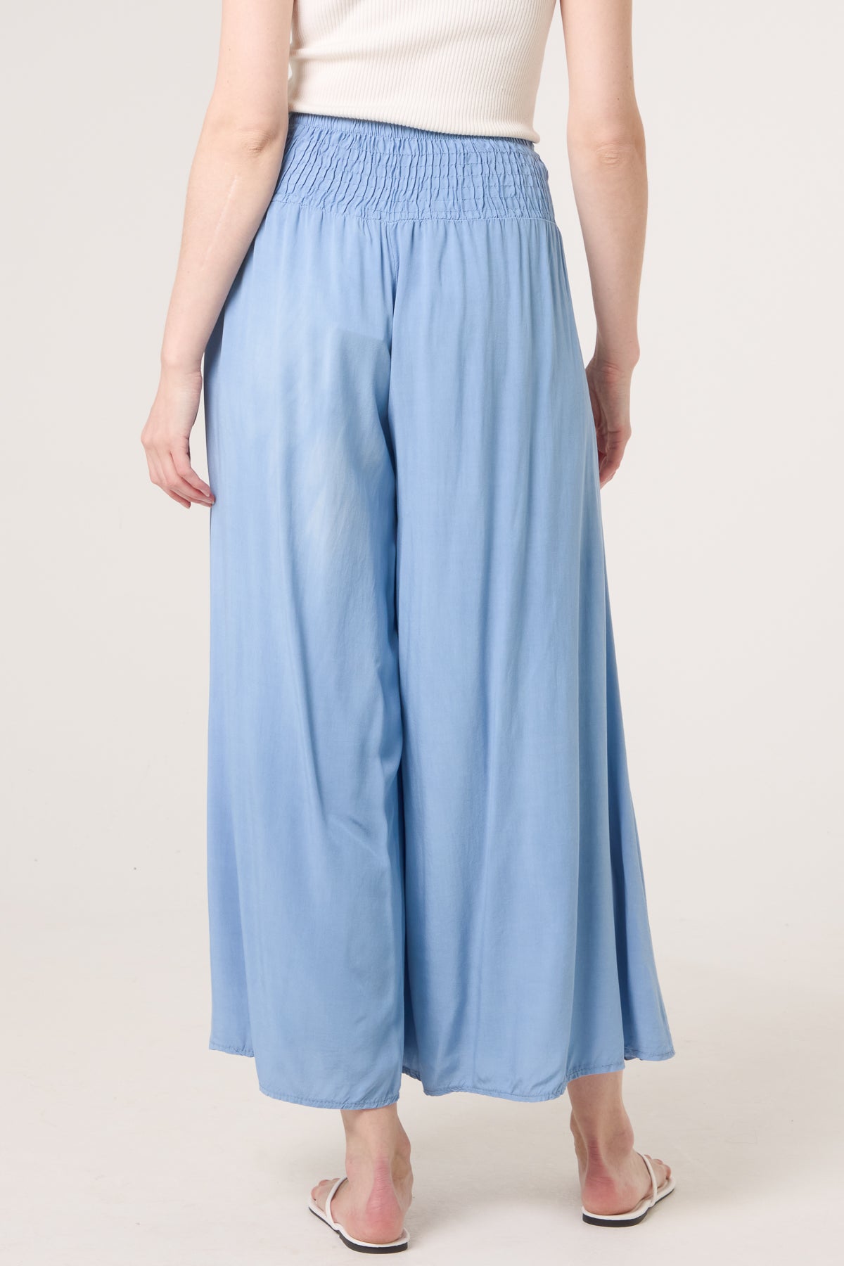 Soft Touch Shirred Waist Wide Leg Trousers