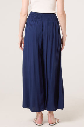 Soft Touch Shirred Waist Wide Leg Trousers