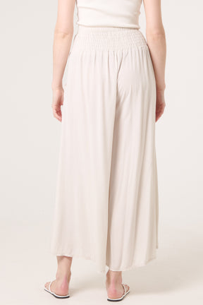 Soft Touch Shirred Waist Wide Leg Trousers