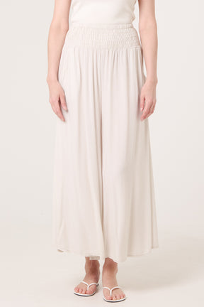 Soft Touch Shirred Waist Wide Leg Trousers