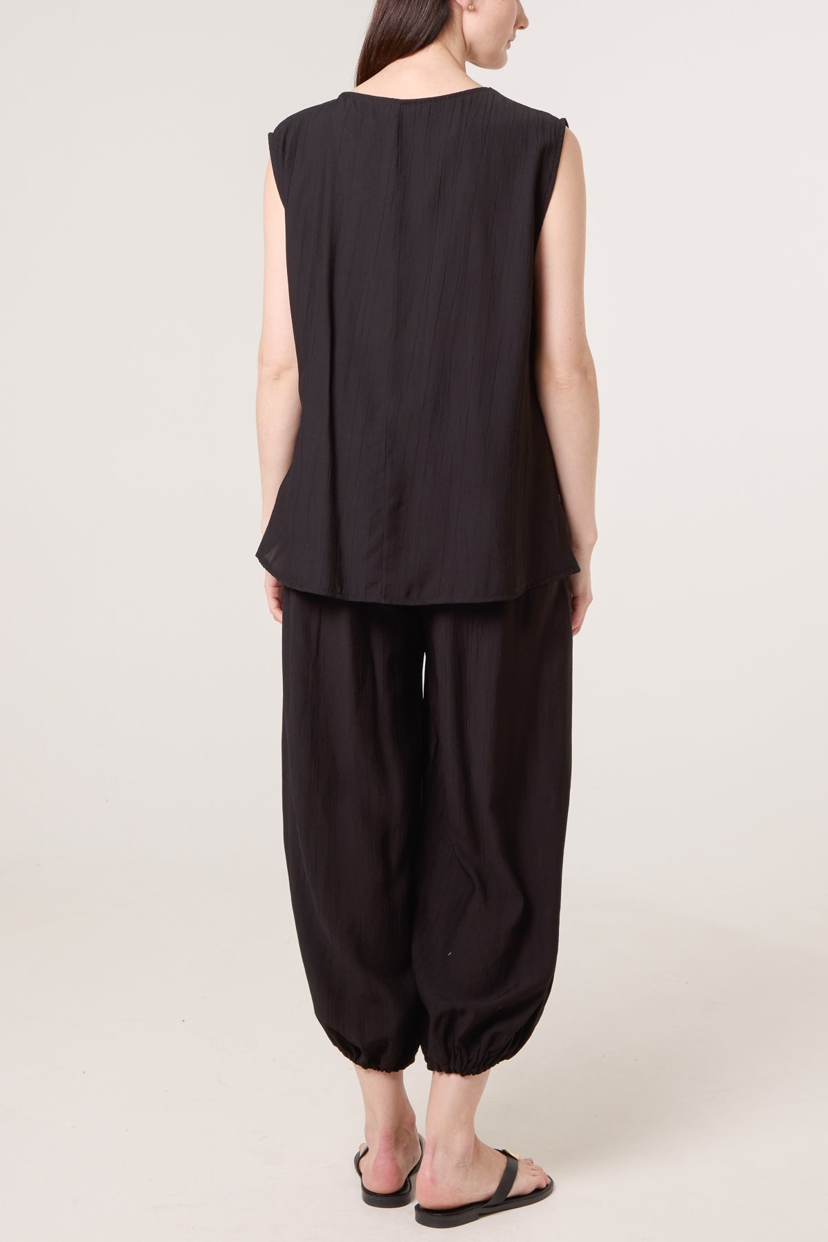 Crinkle Front Knot Top & Trousers Set