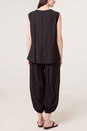 Crinkle Front Knot Top & Trousers Set
