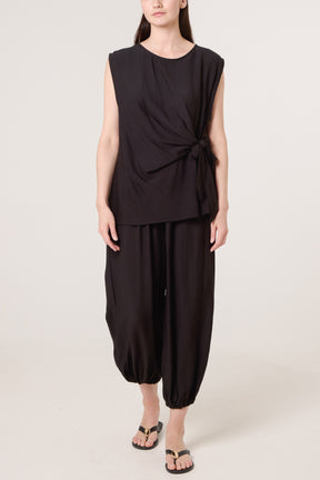 Crinkle Front Knot Top & Trousers Set