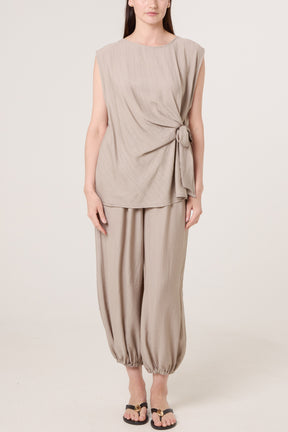 Crinkle Front Knot Top & Trousers Set