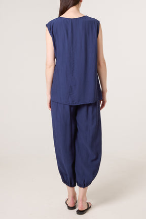 Crinkle Front Knot Top & Trousers Set