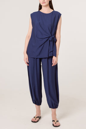 Crinkle Front Knot Top & Trousers Set