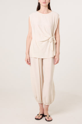 Crinkle Front Knot Top & Trousers Set