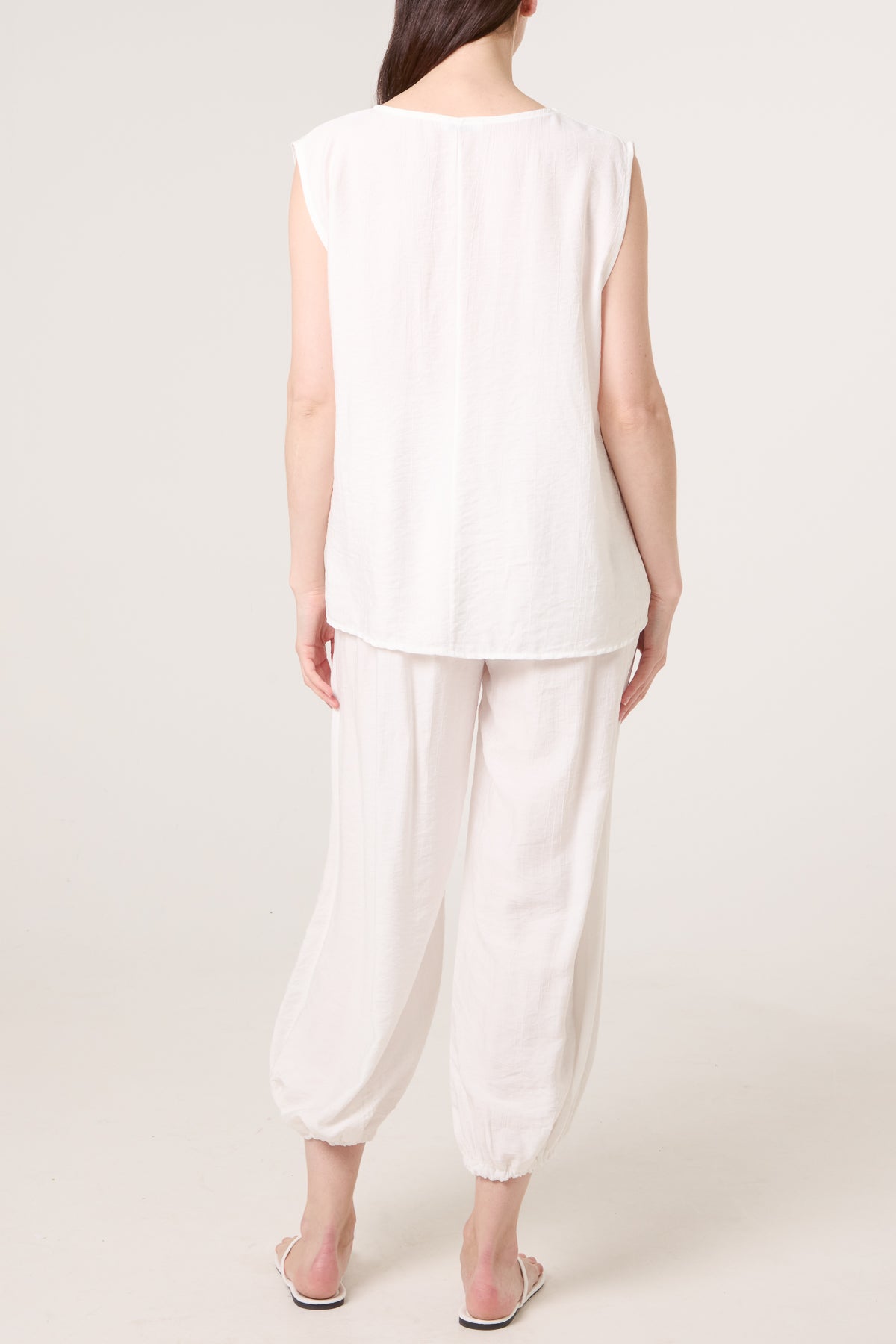 Crinkle Front Knot Top & Trousers Set