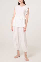 Crinkle Front Knot Top & Trousers Set