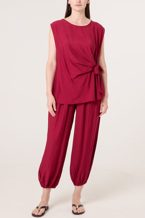 Crinkle Front Knot Top & Trousers Set