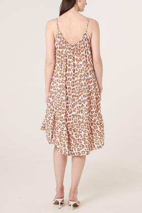 Two Tone Animal Print Mini Dress