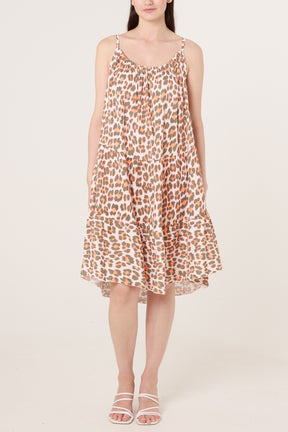 Two Tone Animal Print Mini Dress