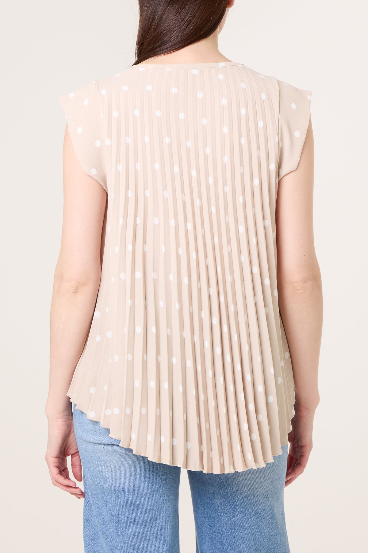 V-Neck Polka Dot Pleated Top