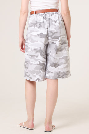 Belted Camouflage Bermuda Shorts