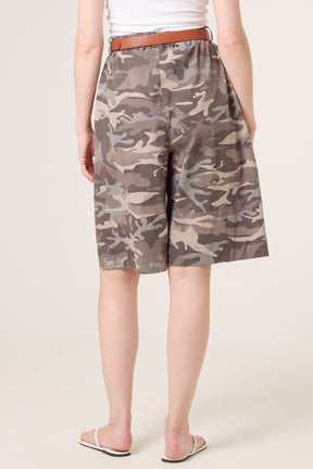 Belted Camouflage Bermuda Shorts