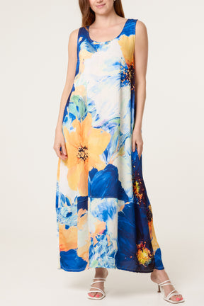 Bold Flower Sleeveless Maxi Dress