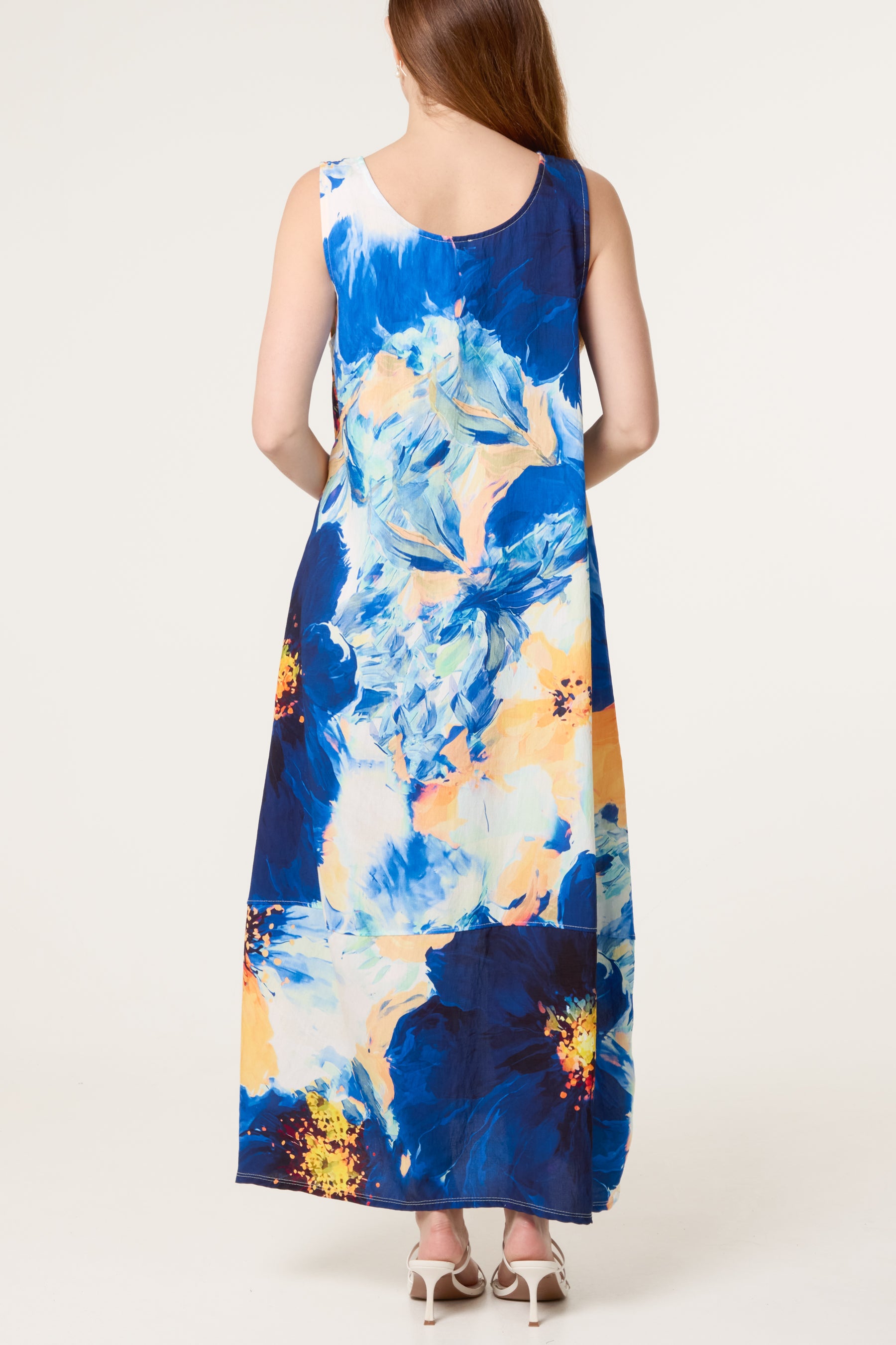 Bold Flower Sleeveless Maxi Dress