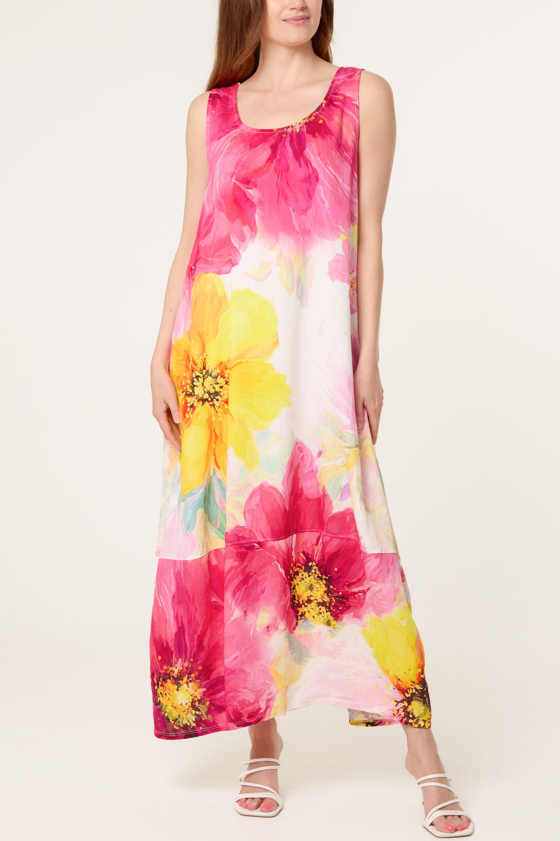 Bold Flower Sleeveless Maxi Dress
