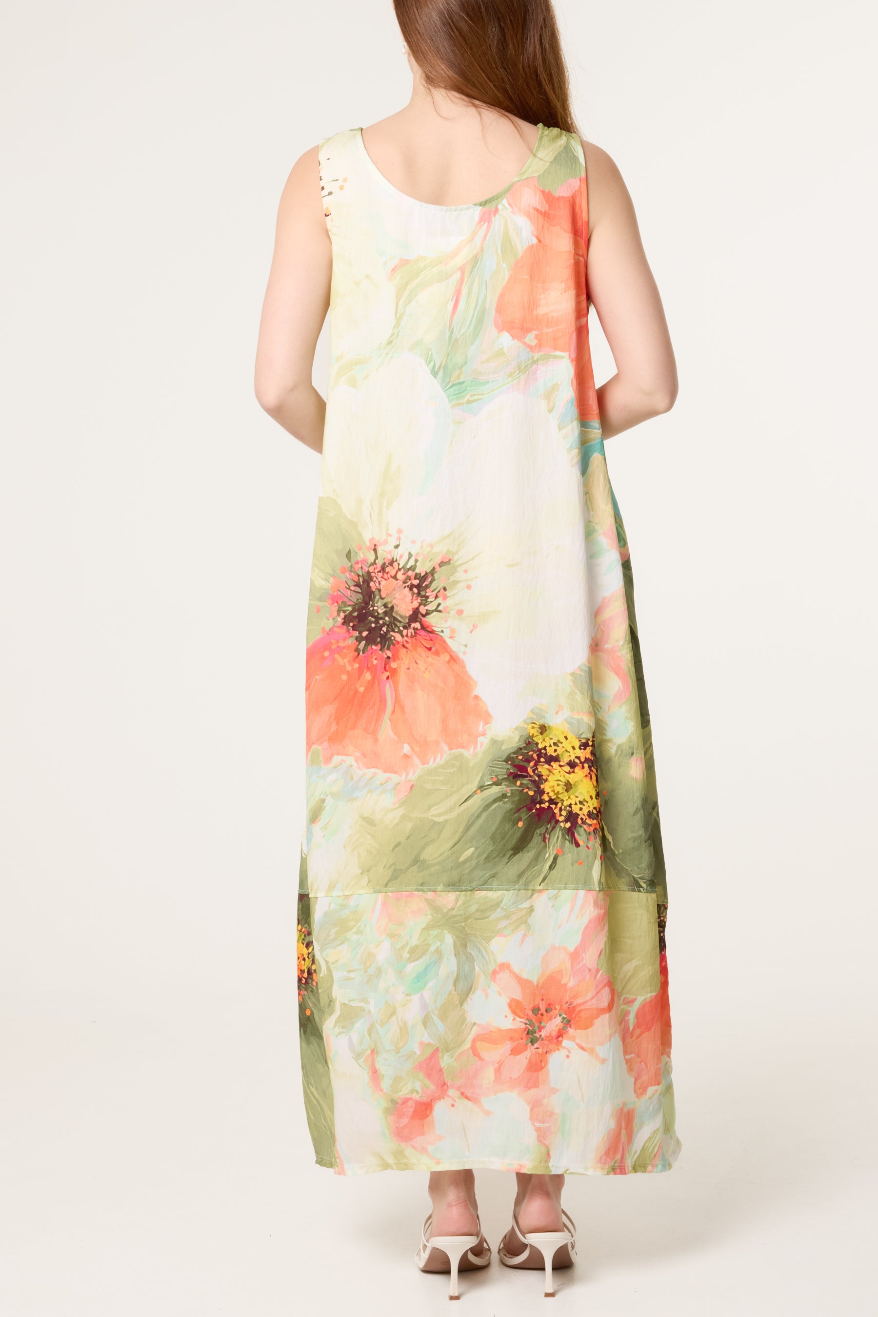 Bold Flower Sleeveless Maxi Dress