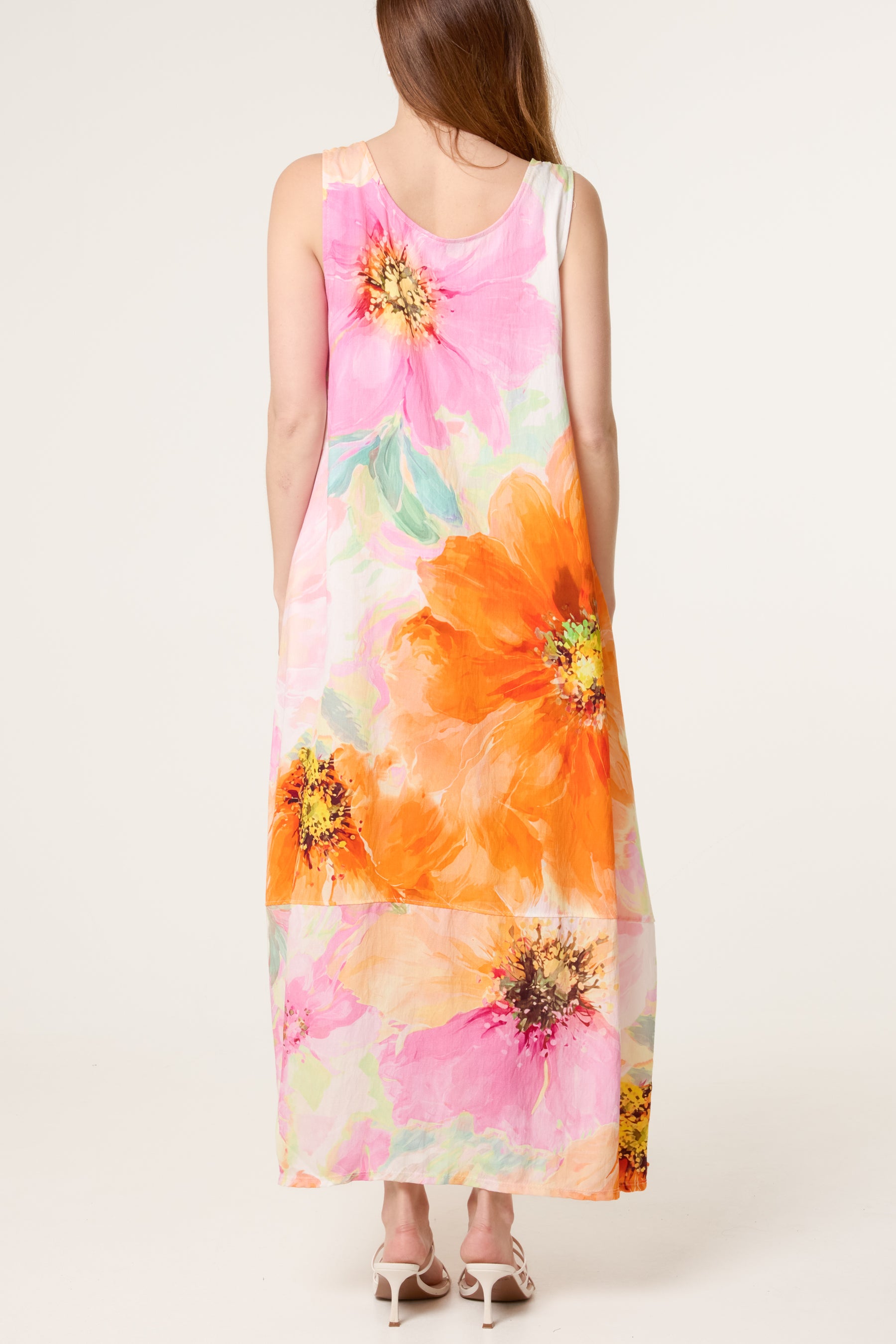 Bold Flower Sleeveless Maxi Dress