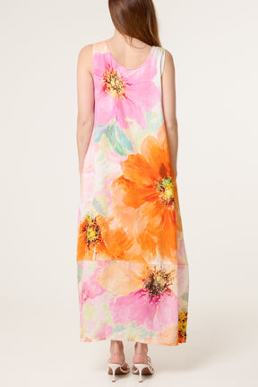 Bold Flower Sleeveless Maxi Dress