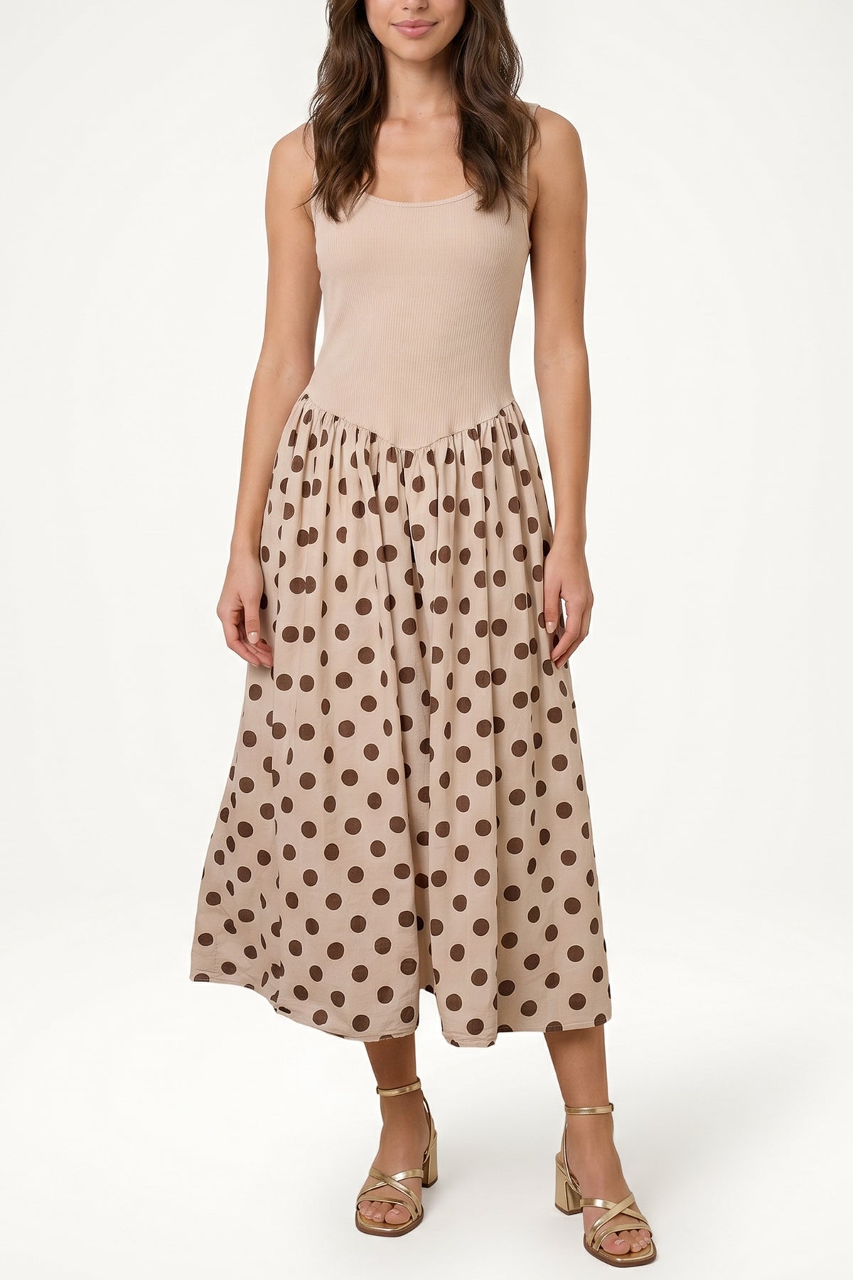 Polka-Dot Vest Midi Dress