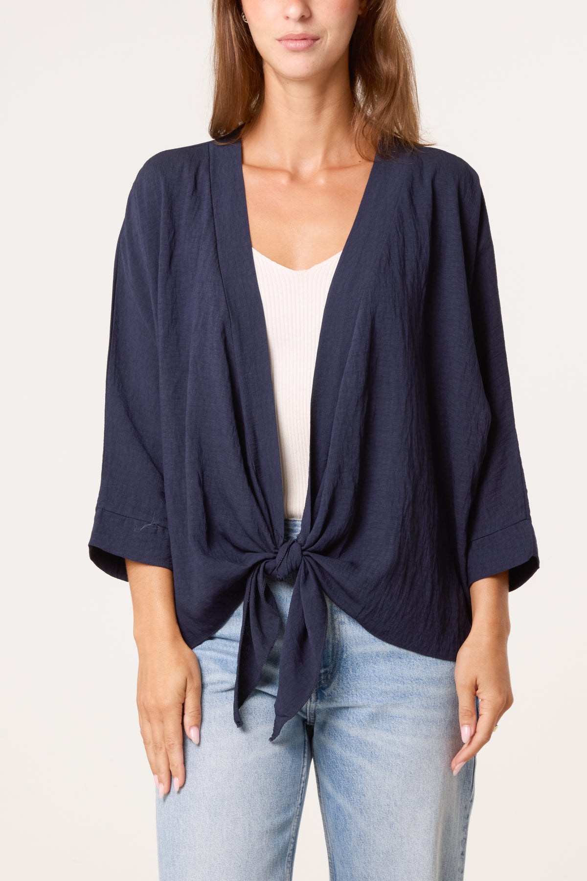 Front Knot Linen Kimono