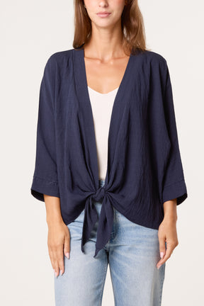 Front Knot Linen Kimono