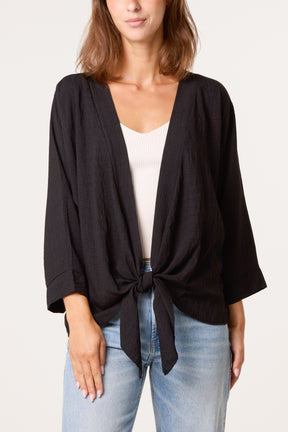 Front Knot Linen Kimono