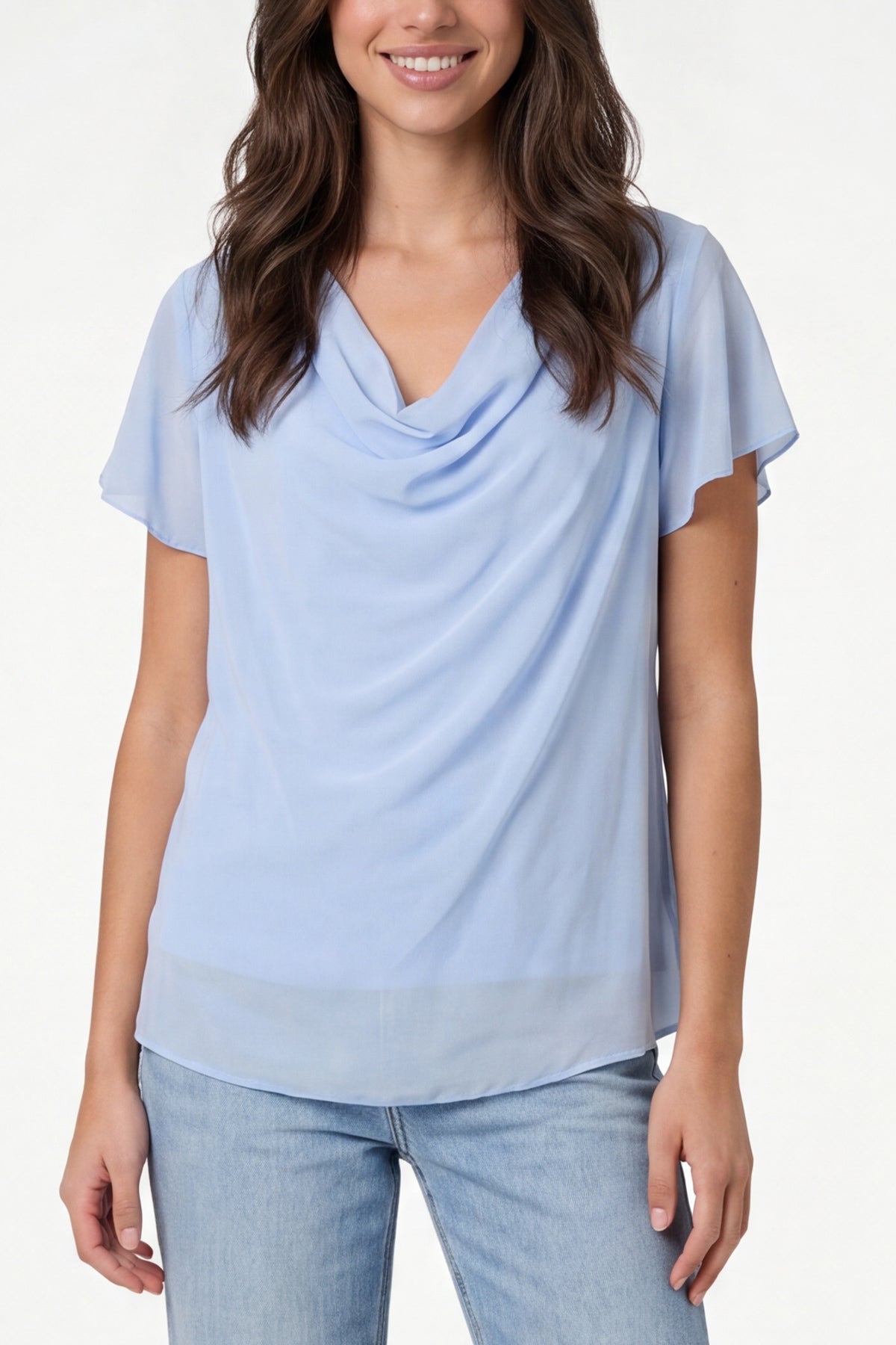 Chiffon Cowl Neck Blouse