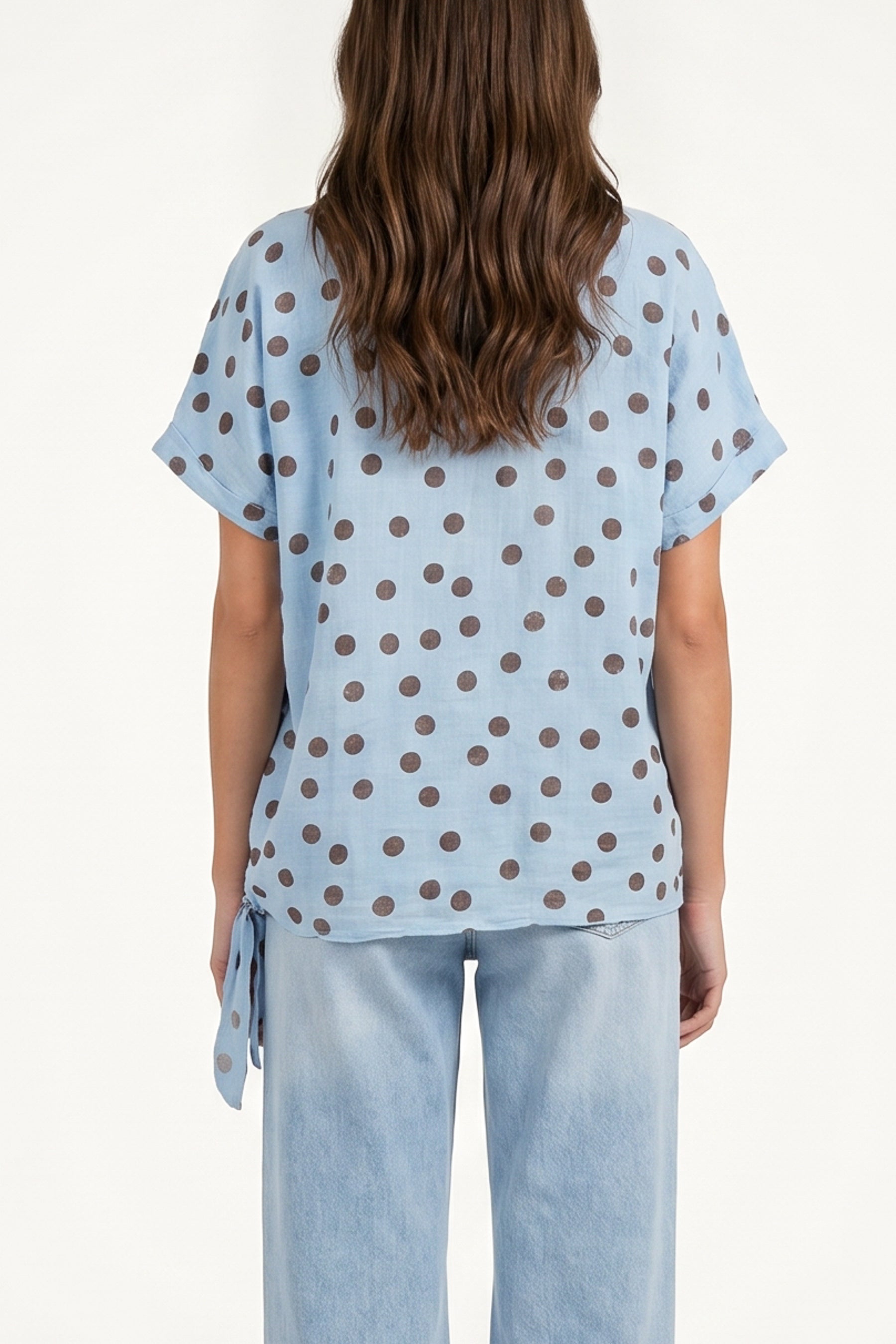 Side Knot Polka Dot Pure Cotton Top