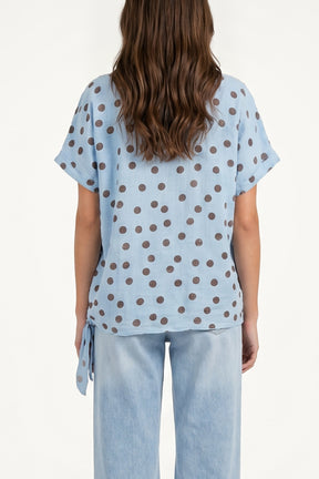 Side Knot Polka Dot Pure Cotton Top