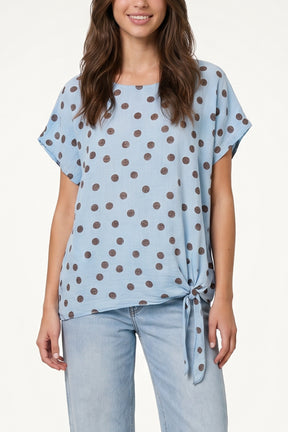 Side Knot Polka Dot Pure Cotton Top