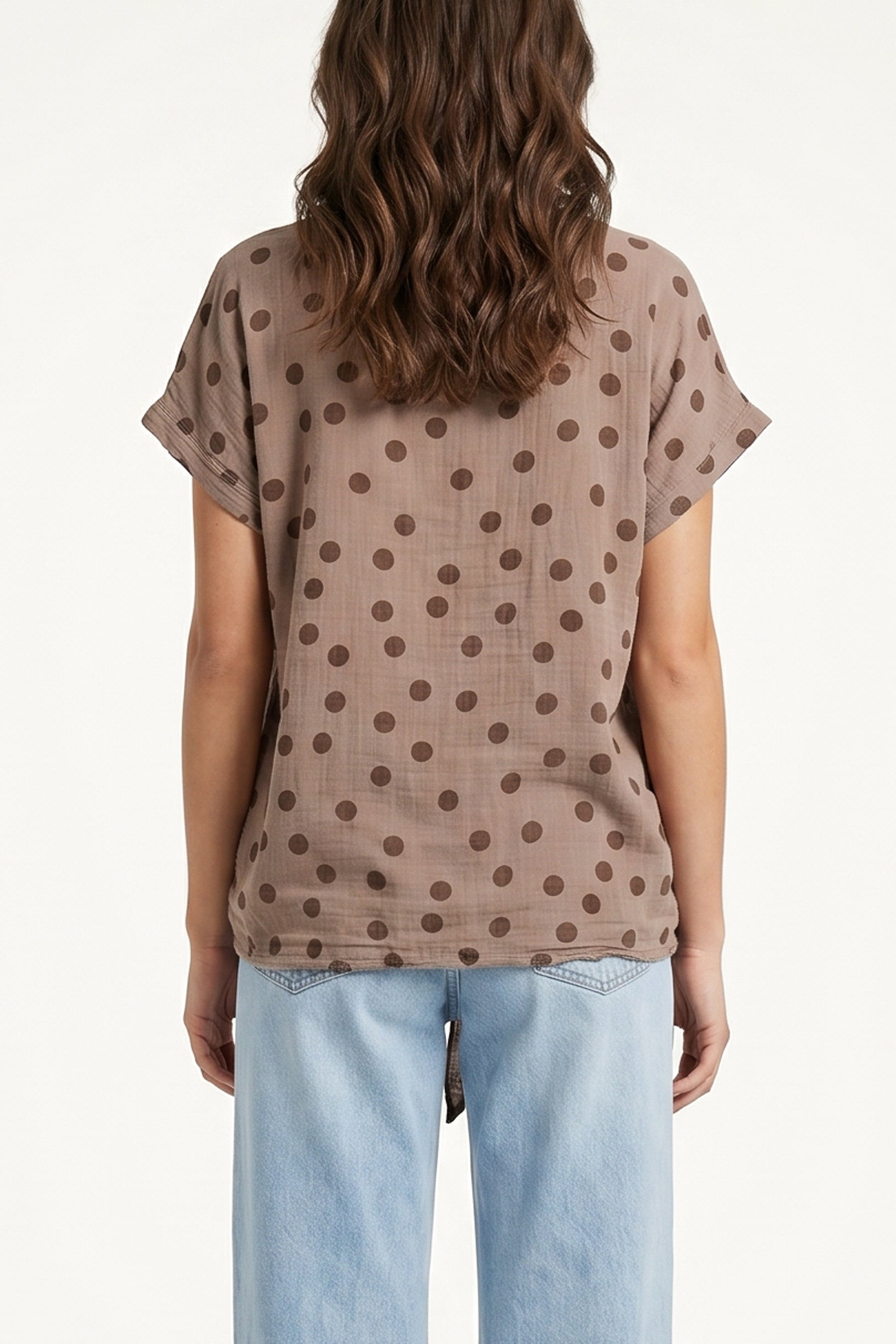 Side Knot Polka Dot Pure Cotton Top