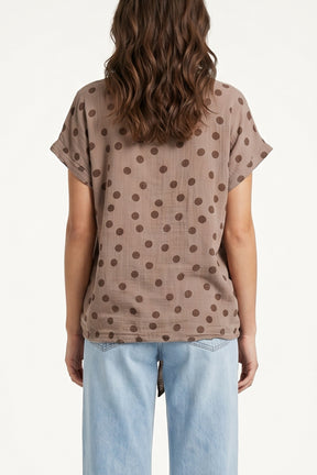 Side Knot Polka Dot Pure Cotton Top