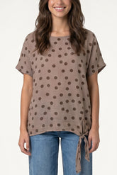 Side Knot Polka Dot Pure Cotton Top