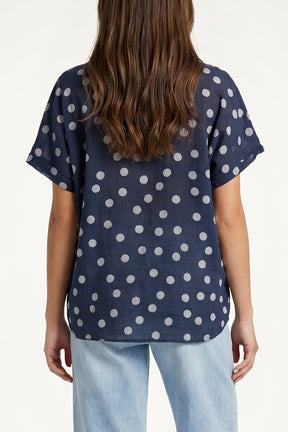 Side Knot Polka Dot Pure Cotton Top